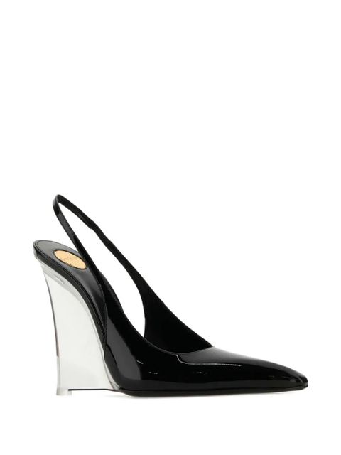 Saint Laurent patent slingback wedge heels - Black - zdjęcie produktu nr 2