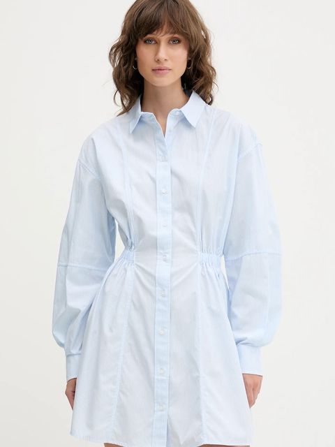 Tommy Jeans sukienka bawełniana kolor niebieski mini rozkloszowana DW0DW21744 - zdjęcie produktu nr 1