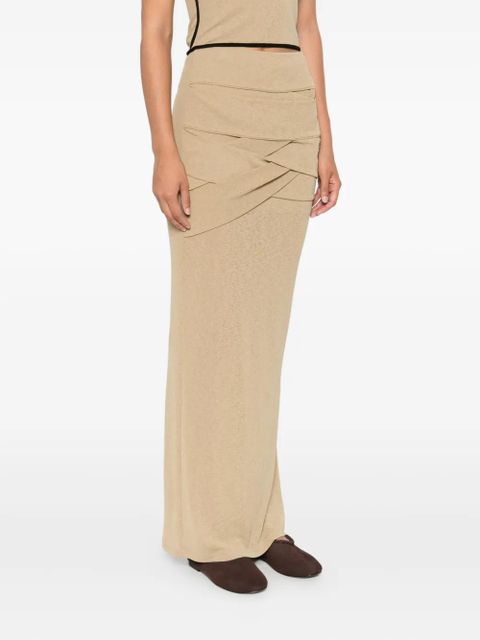 Nanushka draped-panel maxi skirt - Neutrals