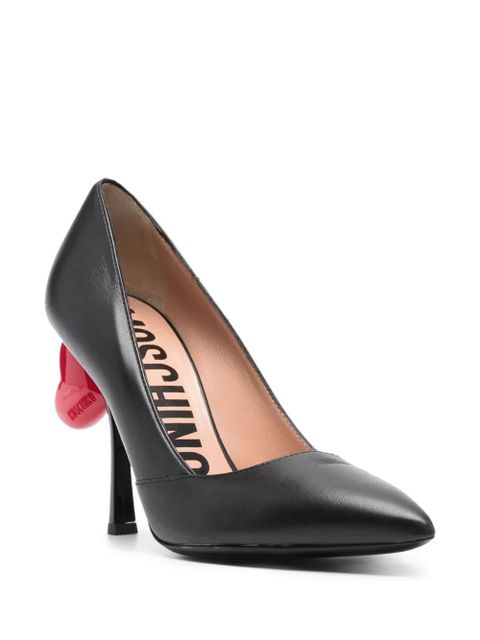 Moschino 105mm heart-appliqué leather pumps - Black - zdjęcie produktu nr 2