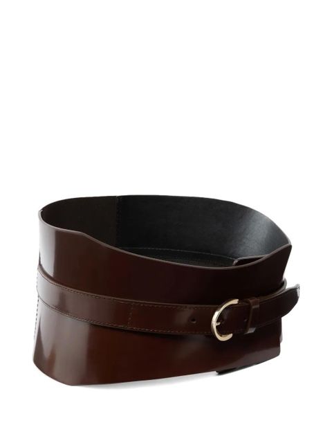 PINKO patent leather buckle belt - Brown