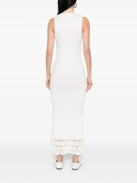 GANNI crochet V-neck midi dress - Neutrals