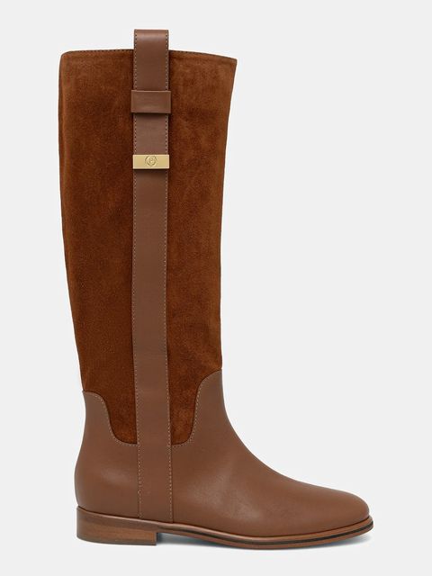 Pollini kozaki skórzane damskie kolor brązowy na płaskim obcasie PA26013C0NPA220A - zdjęcie produktu nr 2