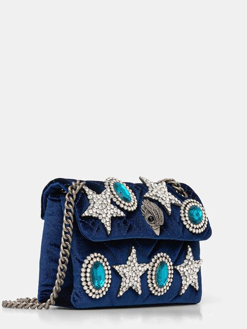 Kurt Geiger London torebka welurowa VELVET MINI KENSINGTON kolor granatowy 5018780789 - zdjęcie produktu nr 2