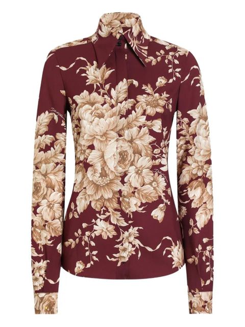 Dolce & Gabbana rose-print charmeuse shirt - Red - zdjęcie produktu nr 1