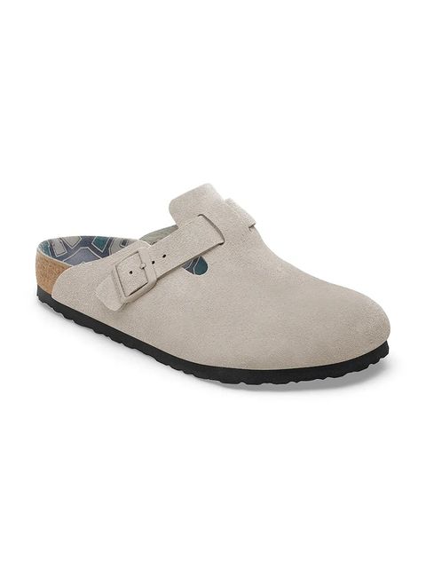 Birkenstock klapki zamszowe Boston Varsity damskie kolor szary 1030615 - zdjęcie produktu nr 2