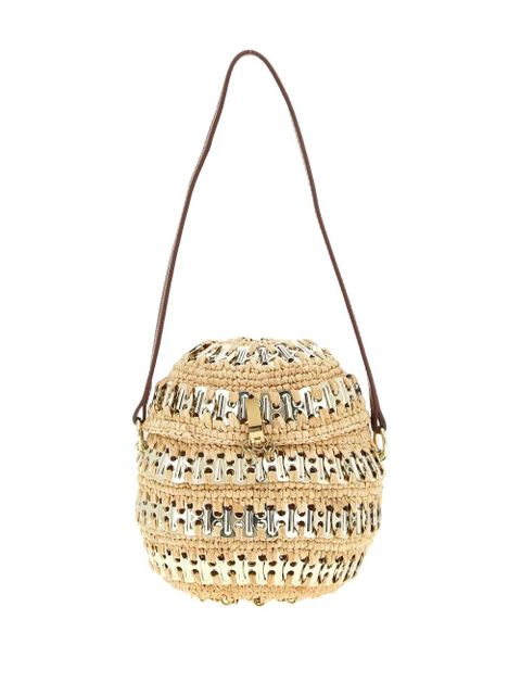 Rabanne 1969 metal-disc raffia ball handbag - Neutrals - zdjęcie produktu nr 2