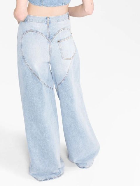 AREA wide-leg crystal jeans - Blue
