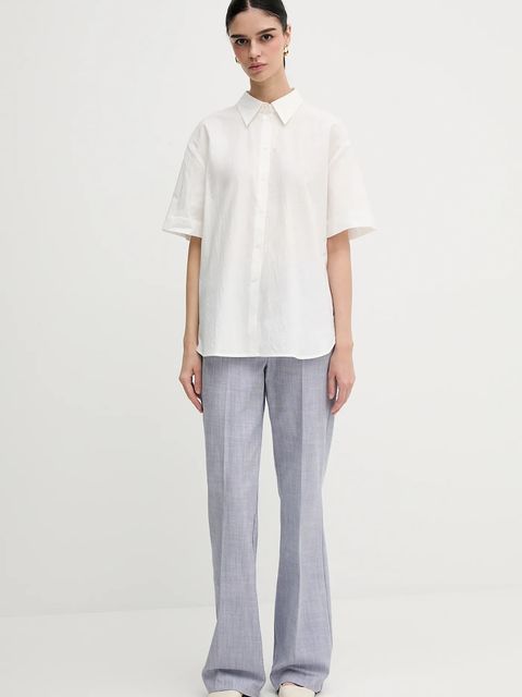 Sisley koszula bawełniana damska kolor biały regular z kołnierzykiem klasycznym 52EHLQ094