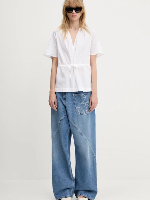 Samsoe Samsoe bluzka bawełniana Satoma damska kolor biały gładka F25100007