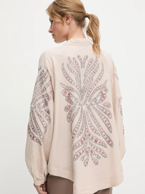 Answear.LAB marynarka kolor różowy oversize wzorzysta