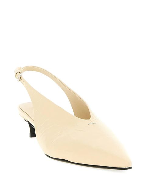 Jil Sander craquelé V-neck slingback pumps - Neutrals