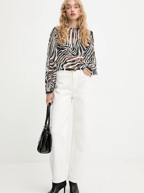 Answear.LAB bluzka damska kolor beżowy wzorzysta