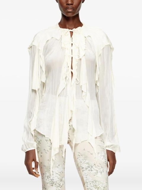 Diesel C-Lassy ruffled lace-up blouse - White