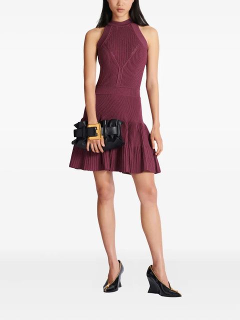 Balmain openwork-ribbed-knit mini dress - Purple - zdjęcie produktu nr 2