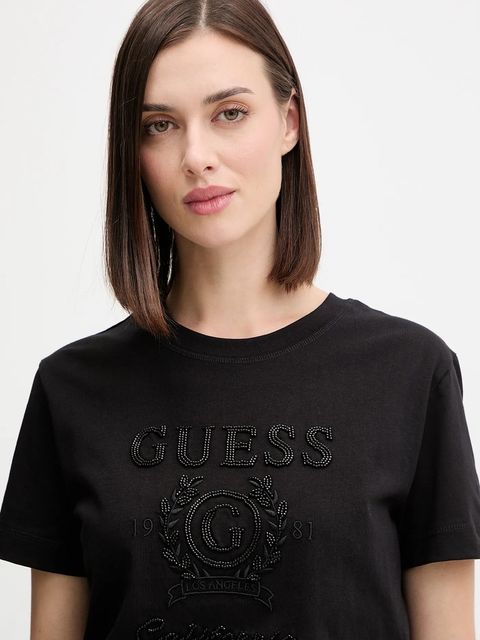 Guess t-shirt bawełniany MENA damski kolor czarny V5BI07 K8FQ4