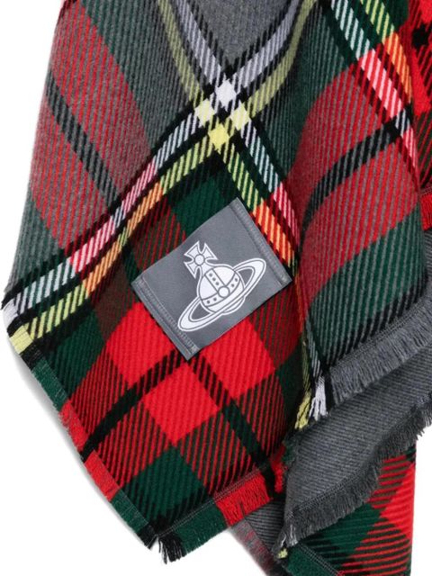 Vivienne Westwood tartan fringed poncho - Grey