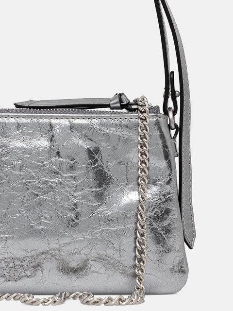 Pinko torebka skórzana kolor srebrny 105359 A2OT