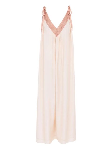 Chloé silk habotai lace-trim maxi dress - Pink - zdjęcie produktu nr 1