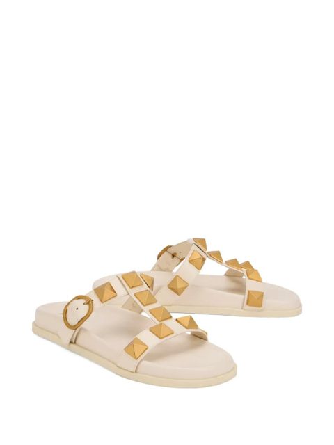 Valentino Garavani studded strapped flat sandals - Neutrals