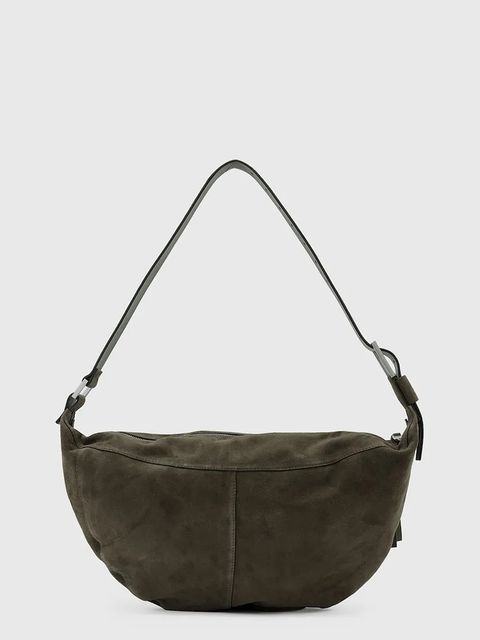 AllSaints torebka zamszowa LUNA kolor brązowy W388XD