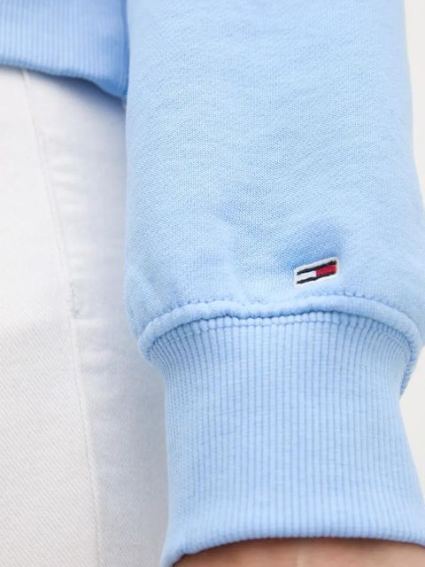 Tommy Jeans bluza bawełniana damska kolor niebieski z kapturem z nadrukiem DW0DW20306