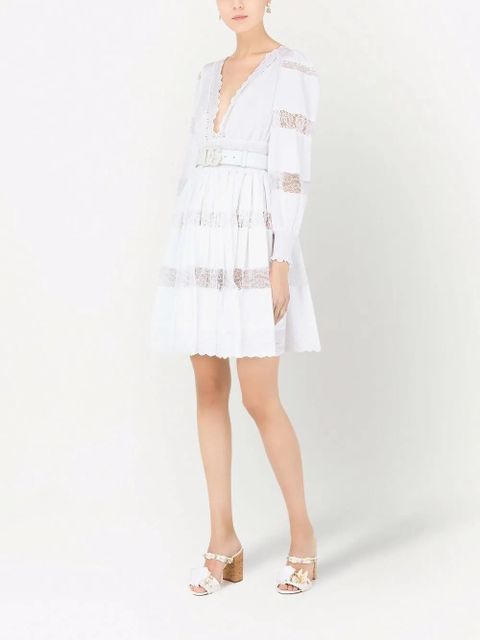Dolce & Gabbana lace-panel long-sleeve dress - White - zdjęcie produktu nr 2