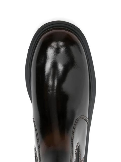 Maje patent-finish Chelsea boots - Brown