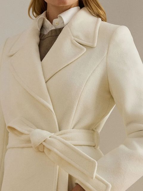 Lauren Ralph Lauren płaszcz wełniany kolor beżowy przejściowy 297962169