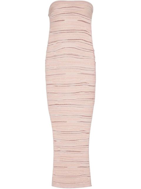 Balmain strapless knit midi dress - Neutrals - zdjęcie produktu nr 1