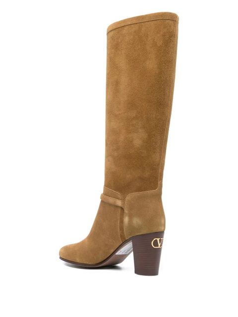 Valentino Garavani buckle-strap suede boots - Brown
