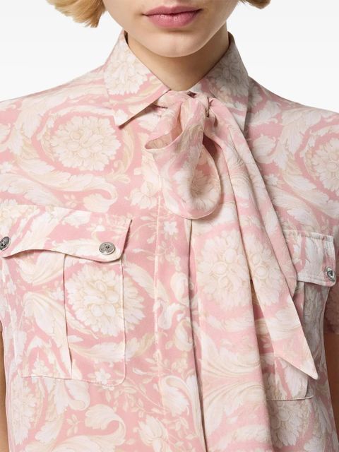 Versace Barocco Lavalli�re silk mini dress - Pink