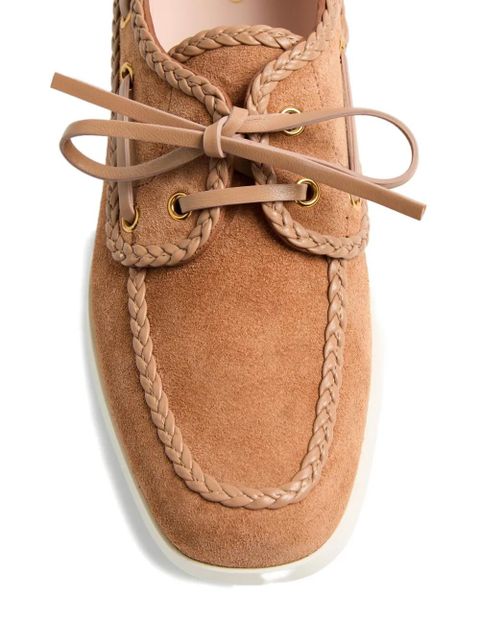 Valentino Garavani palm avenue braided-edge boat shoes - Brown