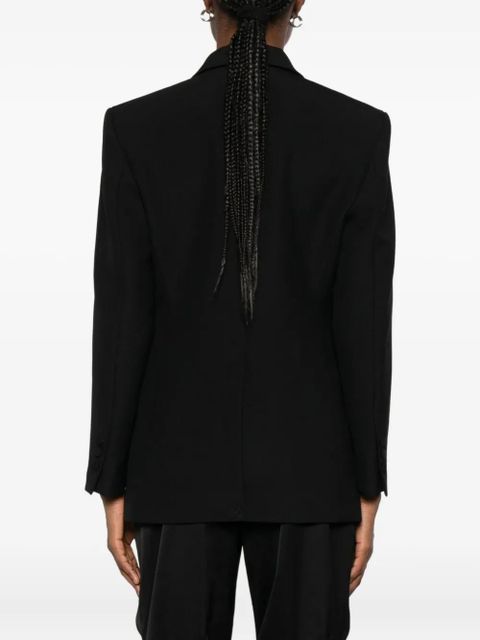 SANDRO satin-lapel double-breasted blazer - Black