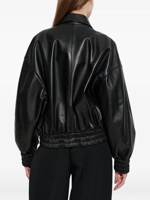 Jil Sander zip-up leather bomber jacket - Black