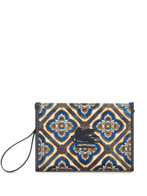 ETRO logo-embroidered jacquard makeup bag - Neutrals