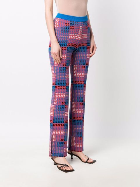 Rabanne geometric-print knitted trousers - Blue