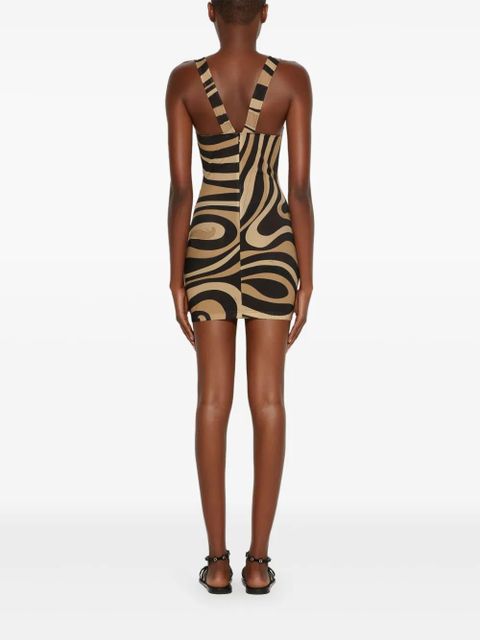 PUCCI Marmo-print square-neck mini dress - Black