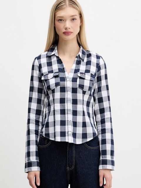 Hollister Co. koszula bawełniana damska kolor niebieski regular z kołnierzykiem klasycznym KI340-5425 - zdjęcie produktu nr 1