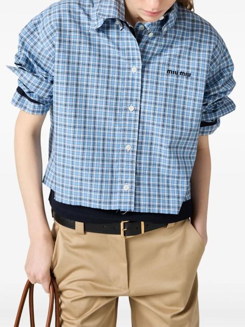Miu Miu checked poplin shirt - Blue