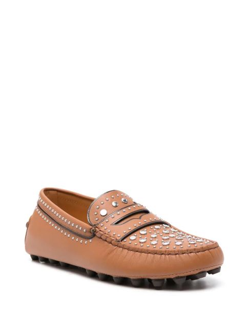 Tod's stud-embellished loafers - Brown