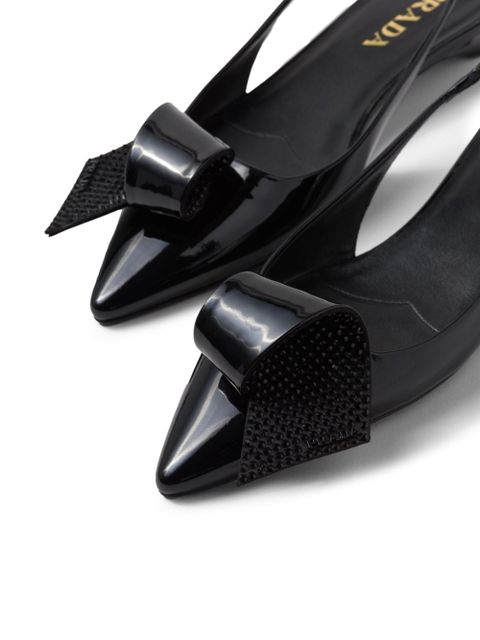 Prada 25mm appliqué-detail leather pumps - Black
