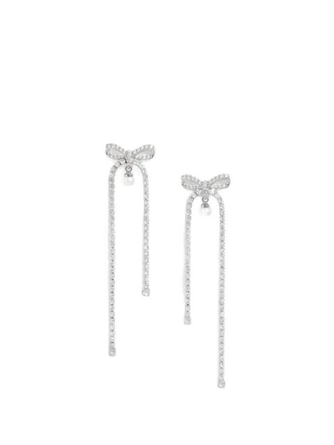 Self-Portrait crystal-embellished bow earrings - Silver - zdjęcie produktu nr 1
