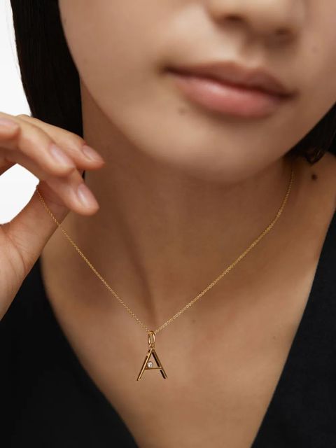 Monica Vinader solitaire diamond initial A pendant - Gold - zdjęcie produktu nr 2