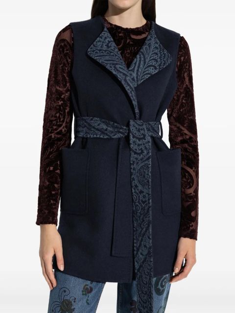 ETRO paisley-trimmed belted waistcoat - Blue - zdjęcie produktu nr 2