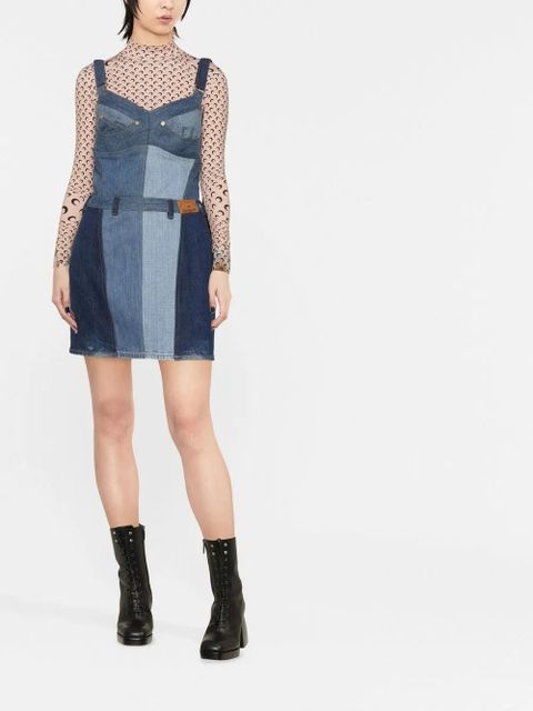 Marine Serre regenerated denim minidress - Blue