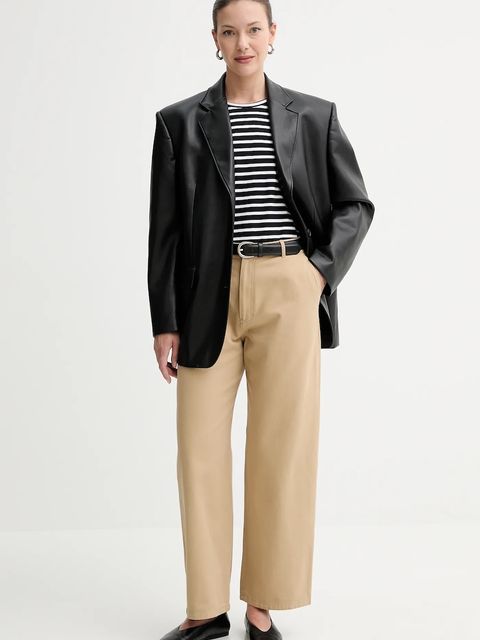 Filippa K spodnie bawełniane damskie kolor zielony proste high waist 31422.FK - zdjęcie produktu nr 2