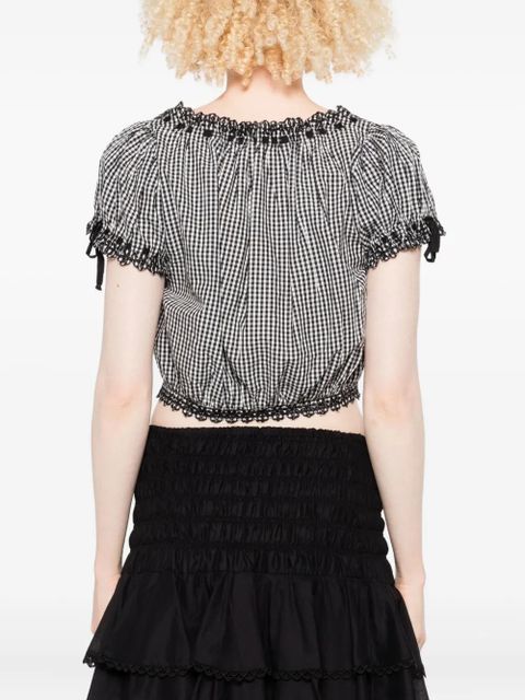DÔEN Nera gingham cropped blouse - Black