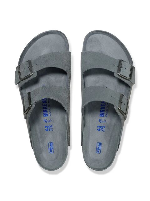 Birkenstock klapki zamszowe Arizona damskie kolor szary 1030912