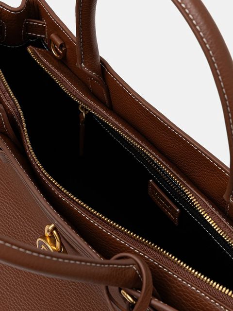 Tommy Hilfiger torebka skórzana kolor brązowy AW0AW17925